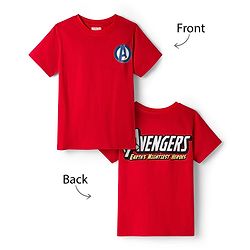 Pine Kids Marvel Single Jersey Knit Half Sleeves T-Shirt With Avengers Graphics & Badge Detailing - Red