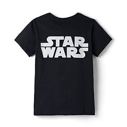 Pine Kids Lucas Single Jersey Knit Drop Shoulder Half Sleeves T-Shirt with Star Wars Gold Foil Detailing - Black