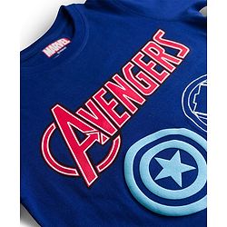 Pine Kids Marvel Single Jersey Knit Full Sleeves T-Shirt With Avengers Print - Blue