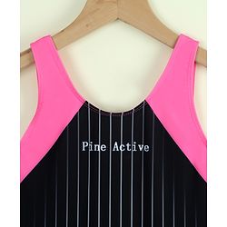 Pine Active Sleeveless Striped Legged Swimsuit - Black