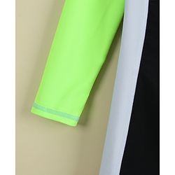Pine Active Full Raglan Sleeves Printe Legged Swimsuit - Green