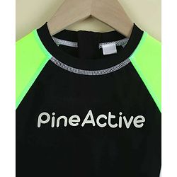 Pine Active Full Raglan Sleeves Printe Legged Swimsuit - Green