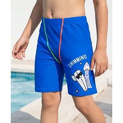 Pine Kids Text Printed Swimming Trunk - Blue