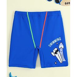 Pine Kids Text Printed Swimming Trunk - Blue