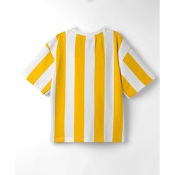 Pine Kids Disney Single Jersey Knit Drop Shoulder Half Sleeves Striped Oversized T-Shirt & Shorts Set with Lion King Graphic - Multicolor