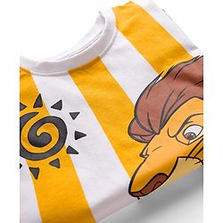 Pine Kids Disney Single Jersey Knit Drop Shoulder Half Sleeves Striped Oversized T-Shirt & Shorts Set with Lion King Graphic - Multicolor