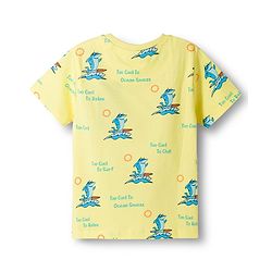 Pine Kids Single Jersey Knit Half Sleeves Co-ords Night Suit With Shark Print - Yellow