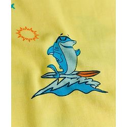 Pine Kids Single Jersey Knit Half Sleeves Co-ords Night Suit With Shark Print - Yellow
