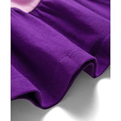 Pine Kids Cotton Knit Half Sleeves Tiered Frock with Floral Embroidery - Purple