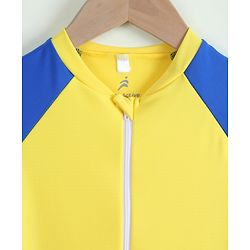 Pine Active Raglan Half Sleeves Solid Legged Swimsuit - Yellow