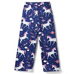 Pine Kids Single Jersey Knit Frill Sleeves Top & Pajama Night Suit With Unicorn Print - Purple