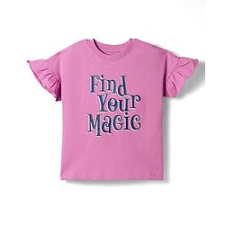 Pine Kids Single Jersey Knit Frill Sleeves Top & Pajama Night Suit With Unicorn Print - Purple