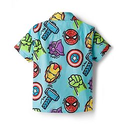 Pine Kids Marvel 100% Cotton Woven Half Sleeves Shirt With Avengers Graphics - Multicolour