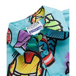 Pine Kids Marvel 100% Cotton Woven Half Sleeves Shirt With Avengers Graphics - Multicolour