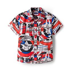 Pine Kids Marvel 100% Cotton Woven Half Sleeves Shirt With Avengers Graphics - Multicolour
