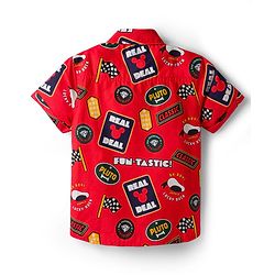 Pine Kids Disney 100% Cotton Woven Half Sleeves Shirt With Mickey Mouse Graphics - Multicolour