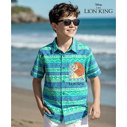 Pine Kids Disney 100% Cotton Woven Half Sleeves Shirt With Lion King Graphics - Multicolour