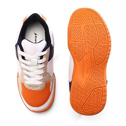 Pine Active Lace Up Solid Badminton Shoes - Orange & White