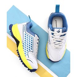 Pine Active Lace Up Solid Cricket Shoes - Blue & White
