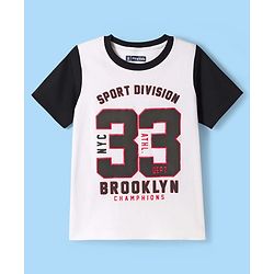 Pine Kids Single Jersey Knit Half Sleeves Numerical & Text Printed T-Shirt & Shorts Set - White