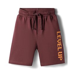 Pine Kids Single Jersey Knit Drop Half Sleeves T-Shirt & Shorts Set with Game Print - Brown