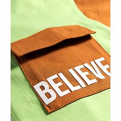 Pine Kids Single Jersey Knit Half Sleeves T-Shirt & Shorts Set with Believe Print - Light Green & Brown