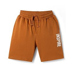 Pine Kids Single Jersey Knit Half Sleeves T-Shirt & Shorts Set with Believe Print - Light Green & Brown