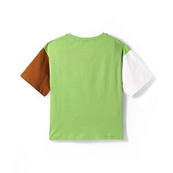 Pine Kids Single Jersey Knit Half Sleeves T-Shirt & Shorts Set with Believe Print - Light Green & Brown