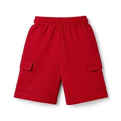 Pine Kids Single Jersey Knit Drop Shoulder Sleeves T-Shirt & Shorts Set With Text Print - Red