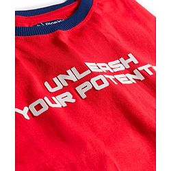 Pine Kids Single Jersey Knit Half Sleeves T-Shirt & Shorts Set with Unleash Your Potential Print & Tape Detailing - Red