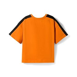 Pine Kids Single Jersey Knit Half Sleeves T-Shirt & Shorts Set with Text Print - Peach