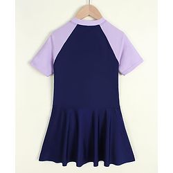 Pine Kids Half Raglan Sleeves Frock Swimsuit - Navy Blue