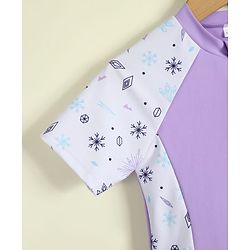 Pine Kids Half Raglan Sleeves Printed Frock Swimsuit - Purple