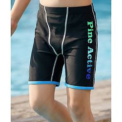 Pine Active Swimming Trunk With Text Print - Black