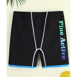 Pine Active Swimming Trunk With Text Print - Black