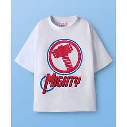 Pine Kids Marvel Single Jersey Knit Drop Shoulder Half Sleeves Oversized T-Shirt & Shorts Set with Thor Graphic - Red & White