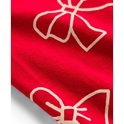 Pine Kids Cotton Lycra Knit Full Length Leggings With Bow Print - Red