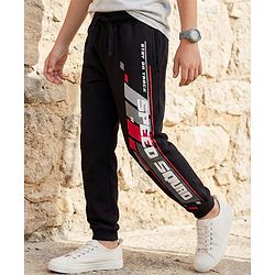 Pine Kids Looper Knit Full Length Lounge Pant With Speed Squad Print - Black