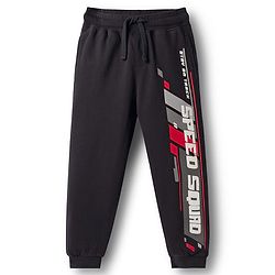 Pine Kids Looper Knit Full Length Lounge Pant With Speed Squad Print - Black