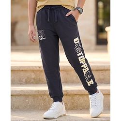 Pine Kids Looper Knit Full Length Lounge Pant With Unstoppable Print - Black