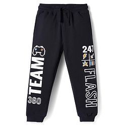 Pine Kids 100% Cotton Full Length Lounge Pant With Text Print - Black