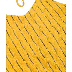 Pine Kids Cotton Woven Sleeveless Halter Neck Embroidered Kurti & Sharara Set With Dupatta & Lace Detailing - Yellow