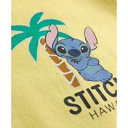 Pine Kids Disney Single Jersey Knit Half Sleeves T-Shirt With Front & Back Lilo & Stitch Print - Yellow