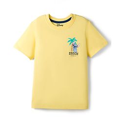 Pine Kids Disney Single Jersey Knit Half Sleeves T-Shirt With Front & Back Lilo & Stitch Print - Yellow
