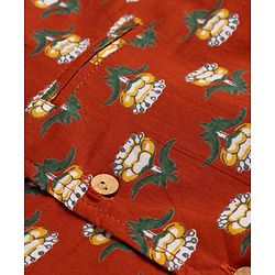 Pine Kids Cotton Woven Full Sleeves Floral Printed Kurta & Pyjama Set With Jacket - Black