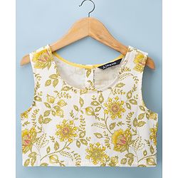Pine Kids Rayon Woven Sleeveless Floral Printed Choli & Lehenga Set With Dupatta - Yellow