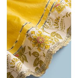 Pine Kids Rayon Woven Sleeveless Floral Printed Choli & Lehenga Set With Dupatta - Yellow