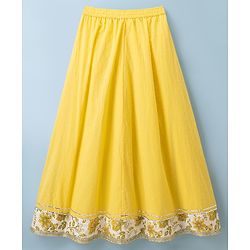 Pine Kids Rayon Woven Sleeveless Floral Printed Choli & Lehenga Set With Dupatta - Yellow