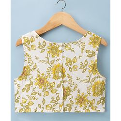 Pine Kids Rayon Woven Sleeveless Floral Printed Choli & Lehenga Set With Dupatta - Yellow