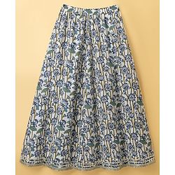 Pine Kids 100% Cotton Woven Sleeveless Sequinned Floral Choli & Lehenga Set With Dupatta - Navy Blue